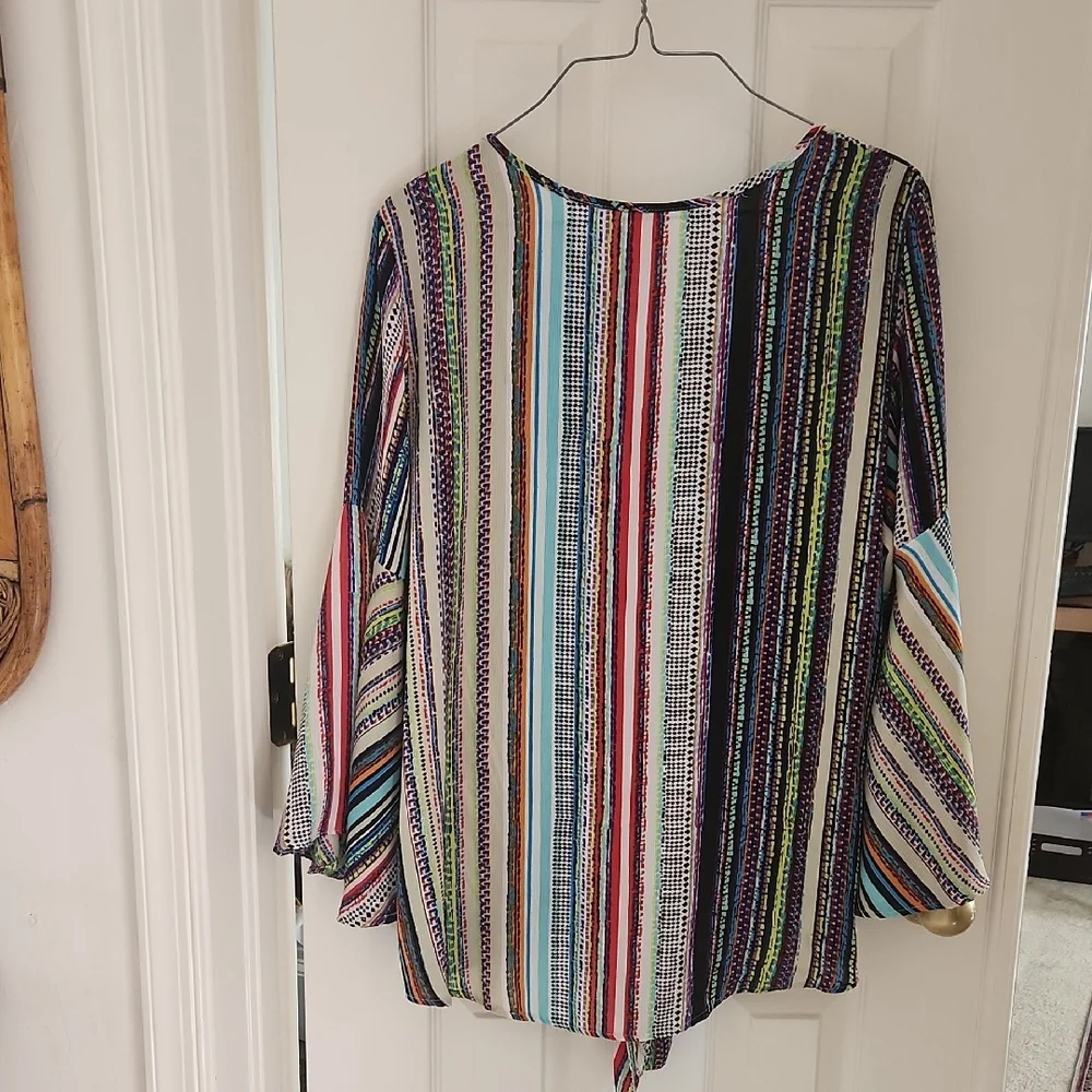 Chenault Colorful Striped Blouse with Tie-Front - Picture 5 of 5